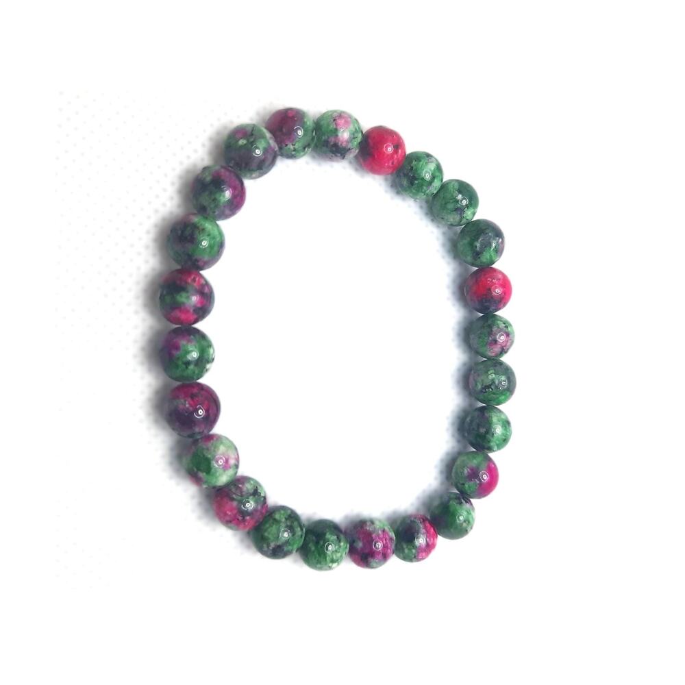 Genuine Ruby Zoisite Stretch Bracelet Anyolite Gemstone Beaded Stacking 8mm NEW